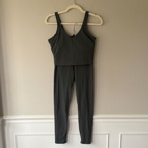 Kimberly C 2 piece Activewear Set With Tank And Leggings Gray/Green